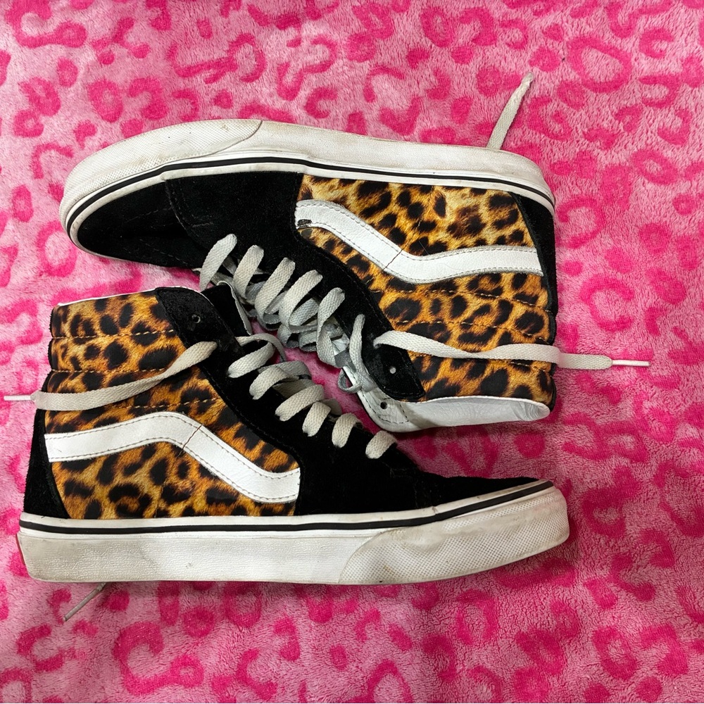 Vans Black and Leopard Print Ankle Booties